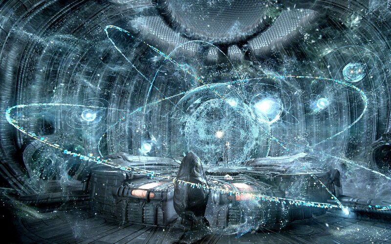 Alien Spacecraft Interior — Blue, Dramatic, Digital Art