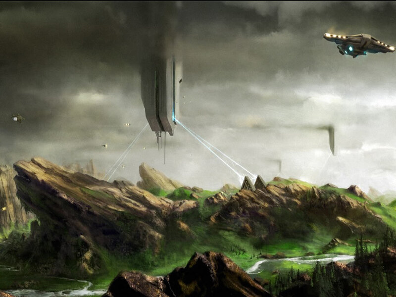 Alien Spacecraft Landing — Green