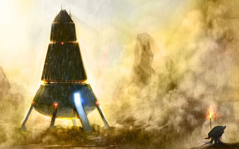 alien spacecraft on alien planet