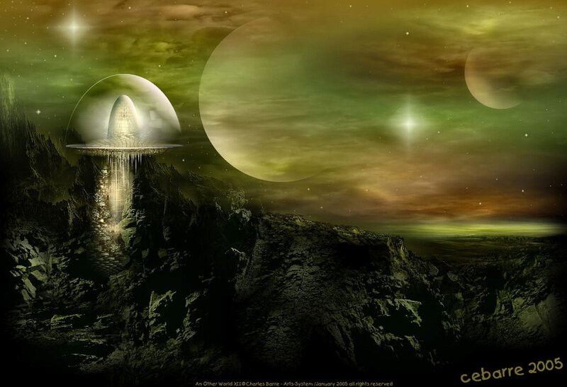 Alien Spacecraft on Cliff