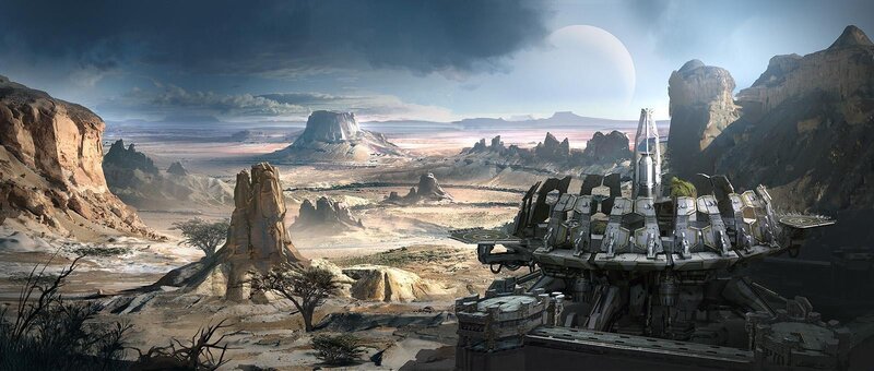 Alien Spacecraft on Desert