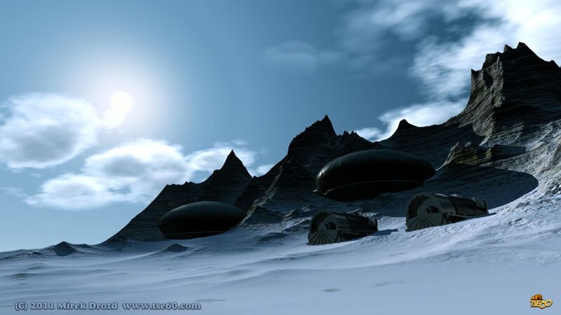 Alien Spacecraft on Mountain