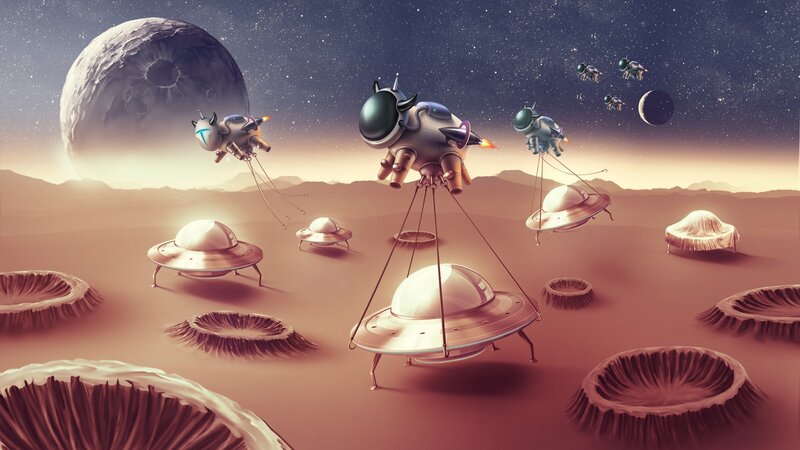 Alien Spacecraft on Planet — Brown, Dramatic