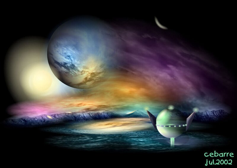 Alien Spacecraft on Planet — Purple