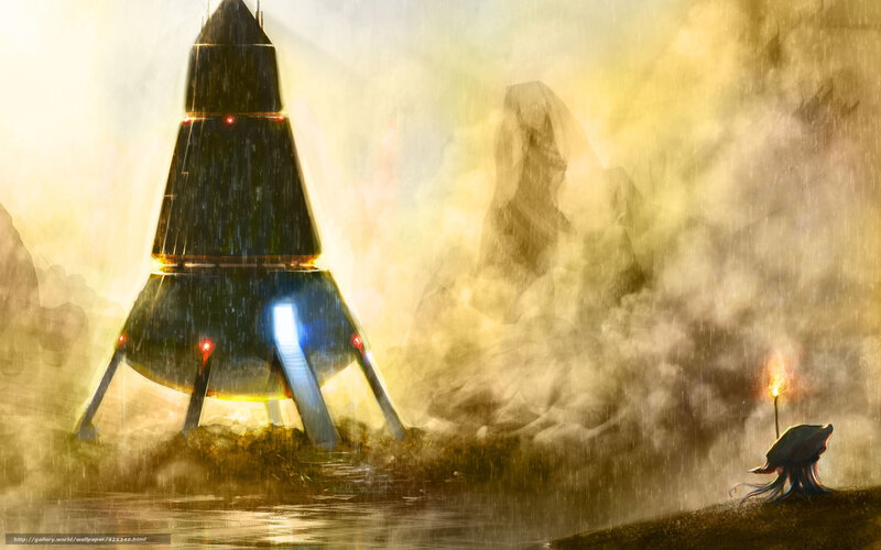 Alien Spacecraft on Planet — Yellow