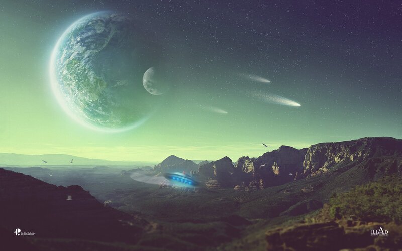 Alien Spacecraft over Canyon
