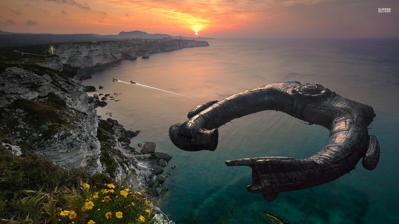 Alien Spacecraft over Coast