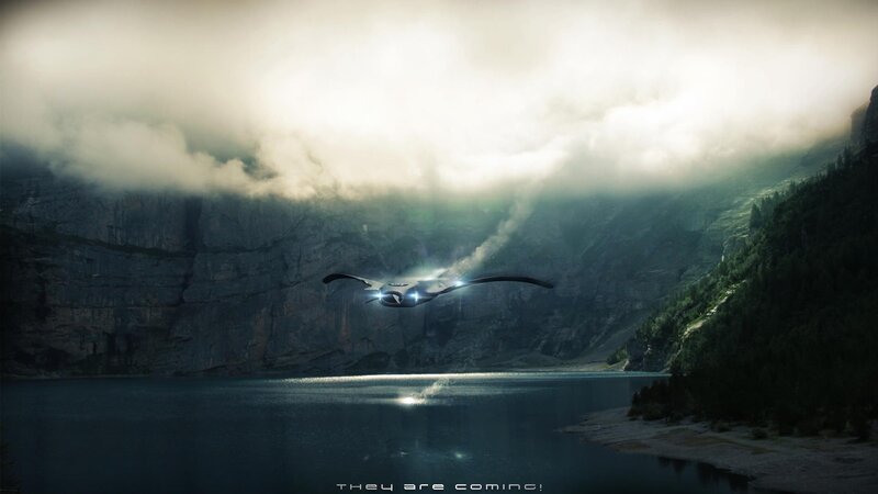 Alien Spacecraft over Lake