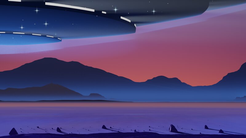 Alien Spacecraft over Landscape