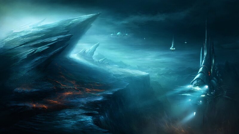Alien Spaceship in Canyon — Blue