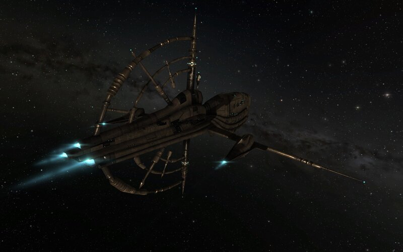 Alien Spaceship in Space — Black, Dark
