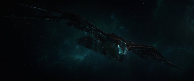 Alien Spaceship in Space — Black, Dramatic, Night, 3d Render
