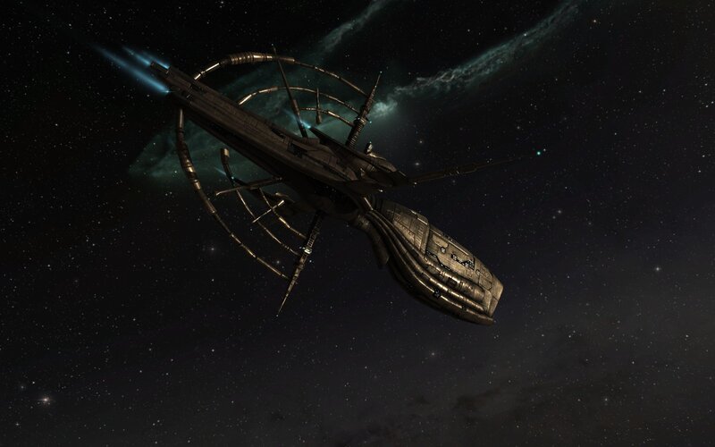 Alien Spaceship in Space — Black, Dramatic