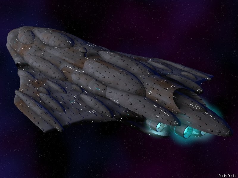 Alien Spaceship in Space — Purple, Dramatic