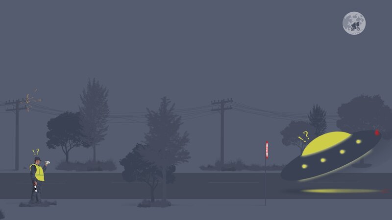 Alien Spaceship Landing — Gray