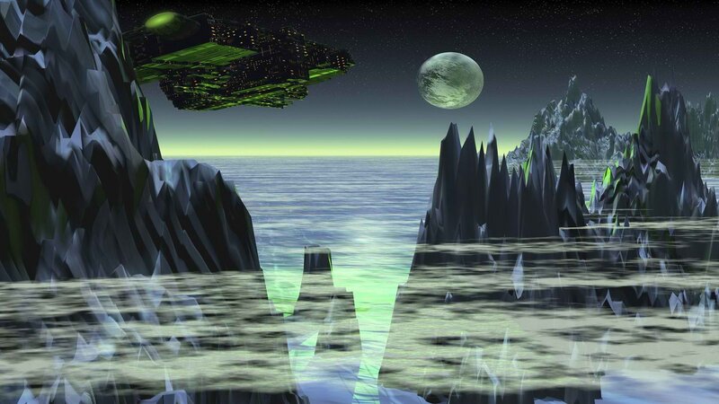 Alien Spaceship over Planet
