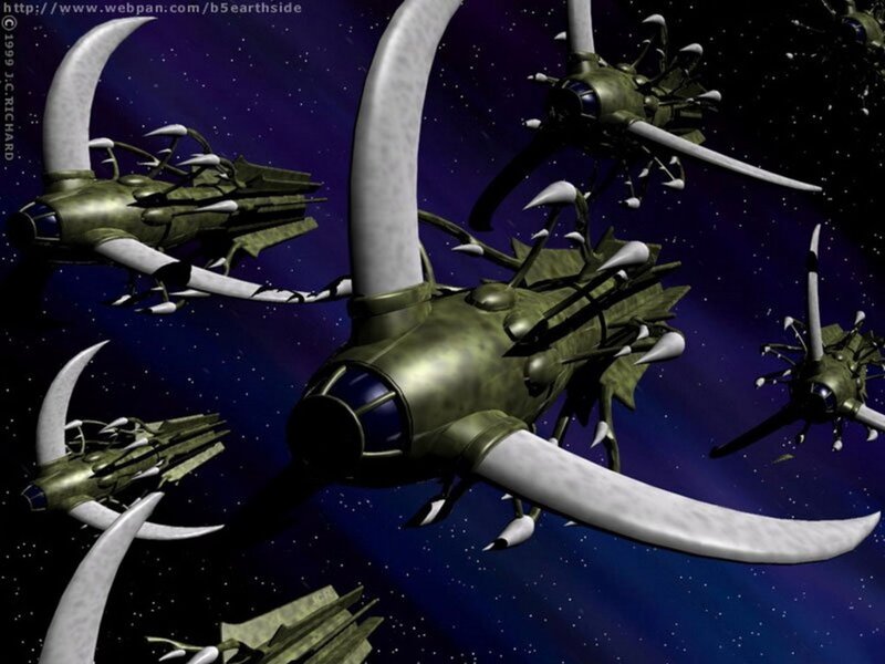 alien spaceships in formation