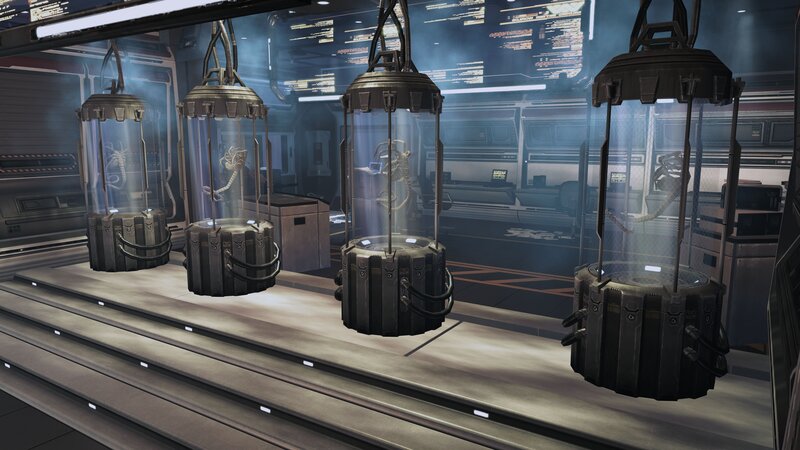 alien specimens in containment pods