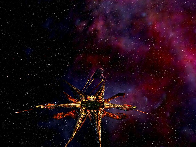 alien starship in space