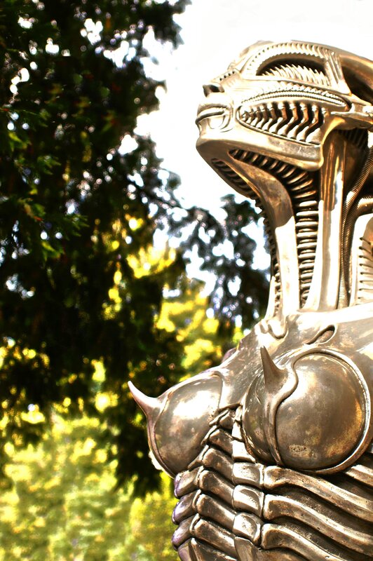 Alien statue in garden