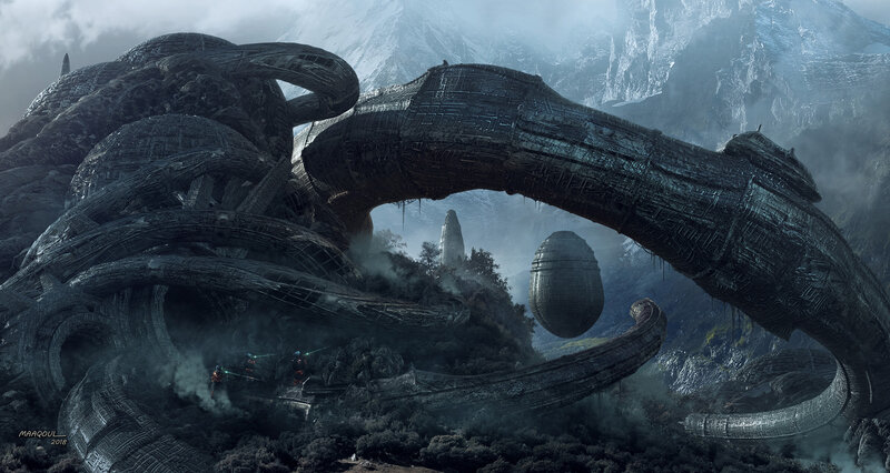 Alien Structure in Mountains — Gray