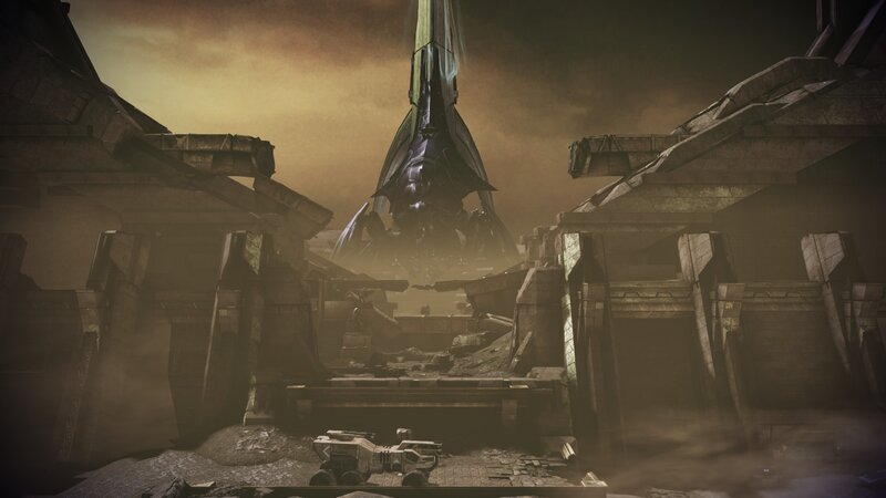 Alien Structure in Ruins — Brown, Dramatic
