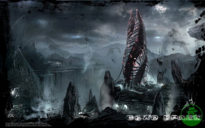Alien Structure on Alien Planet — Gray, Dramatic, Ominous
