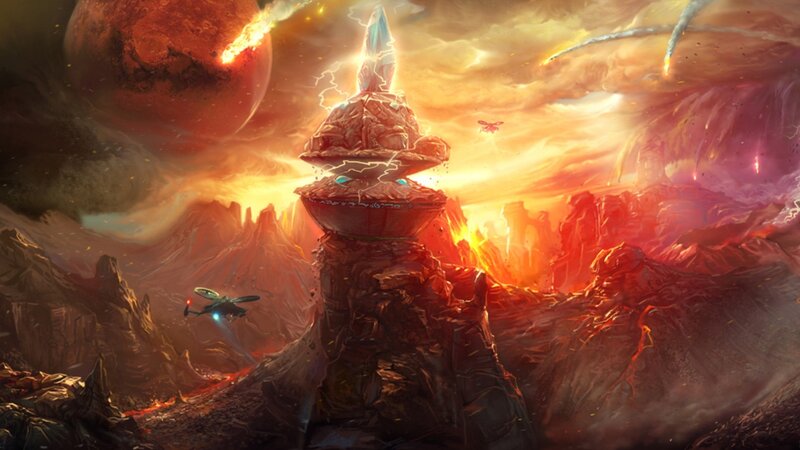 Alien Structure on Volcanic Planet — Red