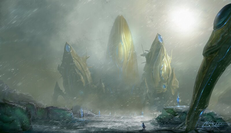 Alien Structures in Fog — Green