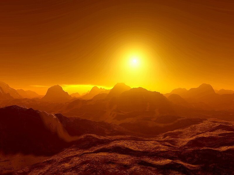 alien sunset landscape
