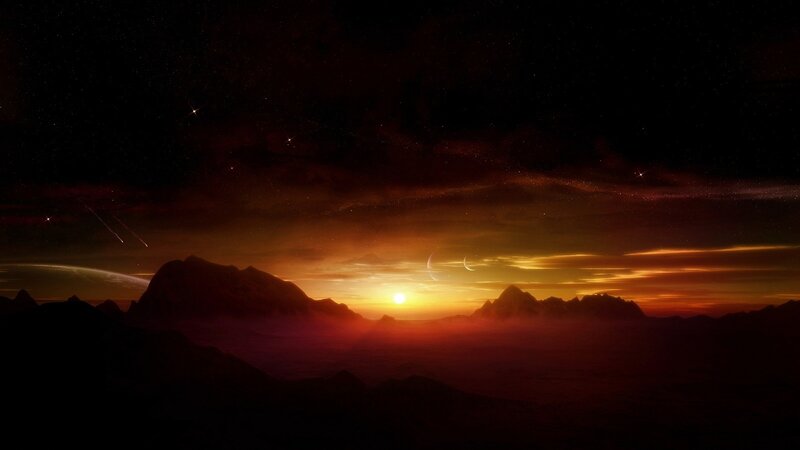 alien sunset landscape