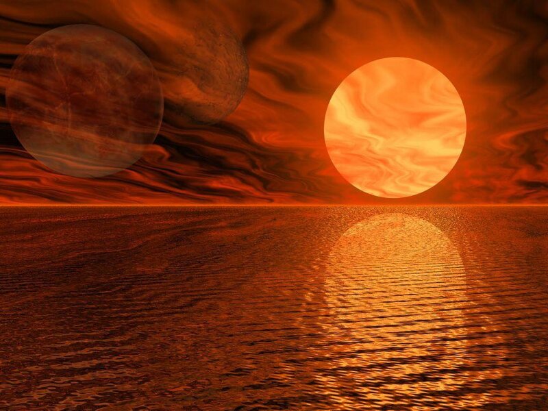 alien sunset over alien sea