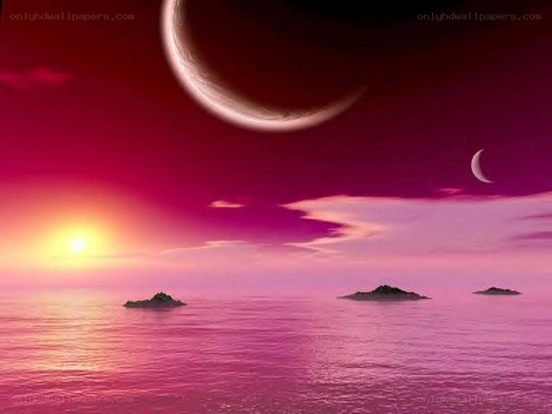 alien sunset with two moons