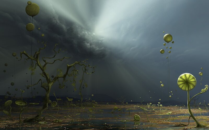 Alien Swamp Landscape — Green, Dramatic