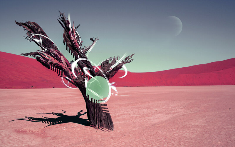 alien tree in red desert