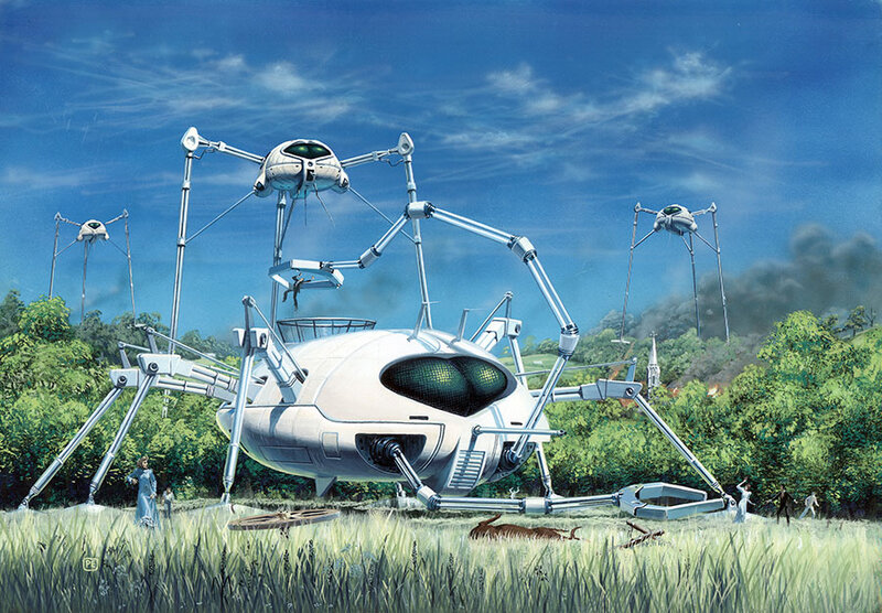 Alien tripods in a field