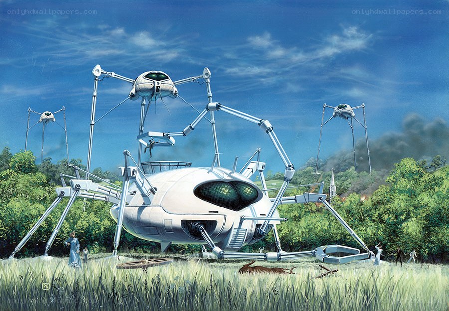Alien tripods in a field
