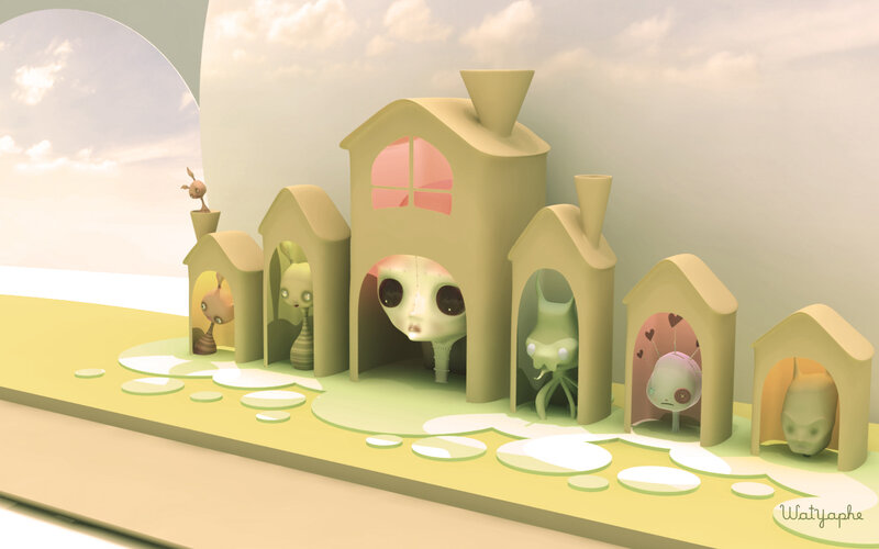 alien village scene
