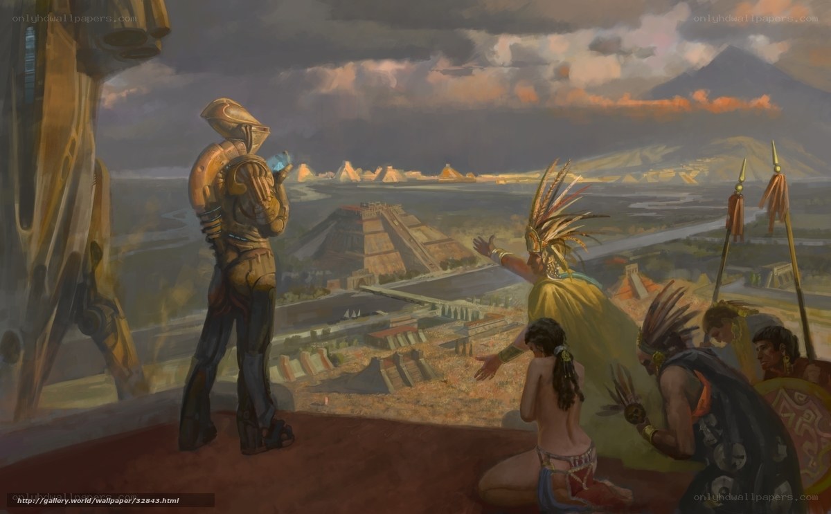 Alien visitor observes ancient city