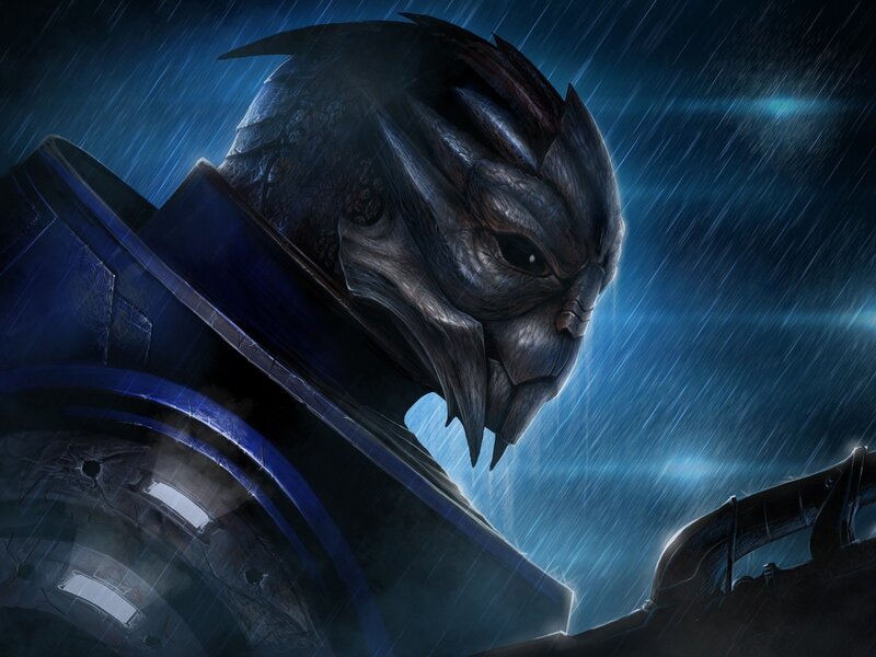Alien Warrior in Rain — Blue