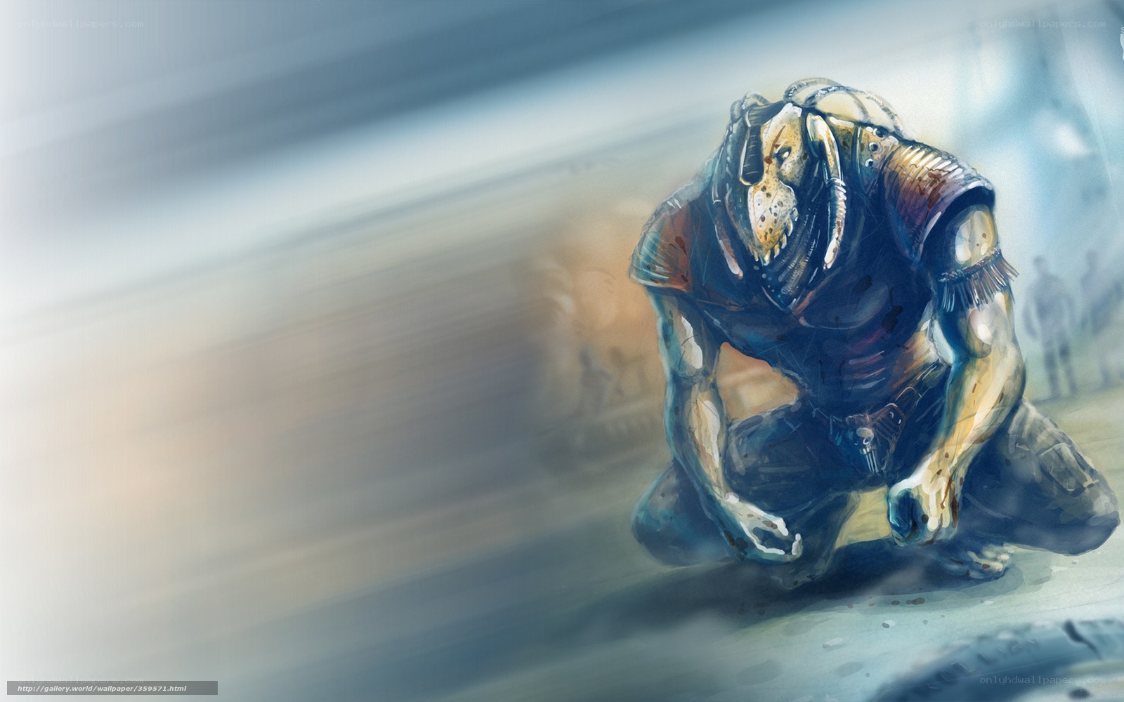 alien warrior kneeling in motion