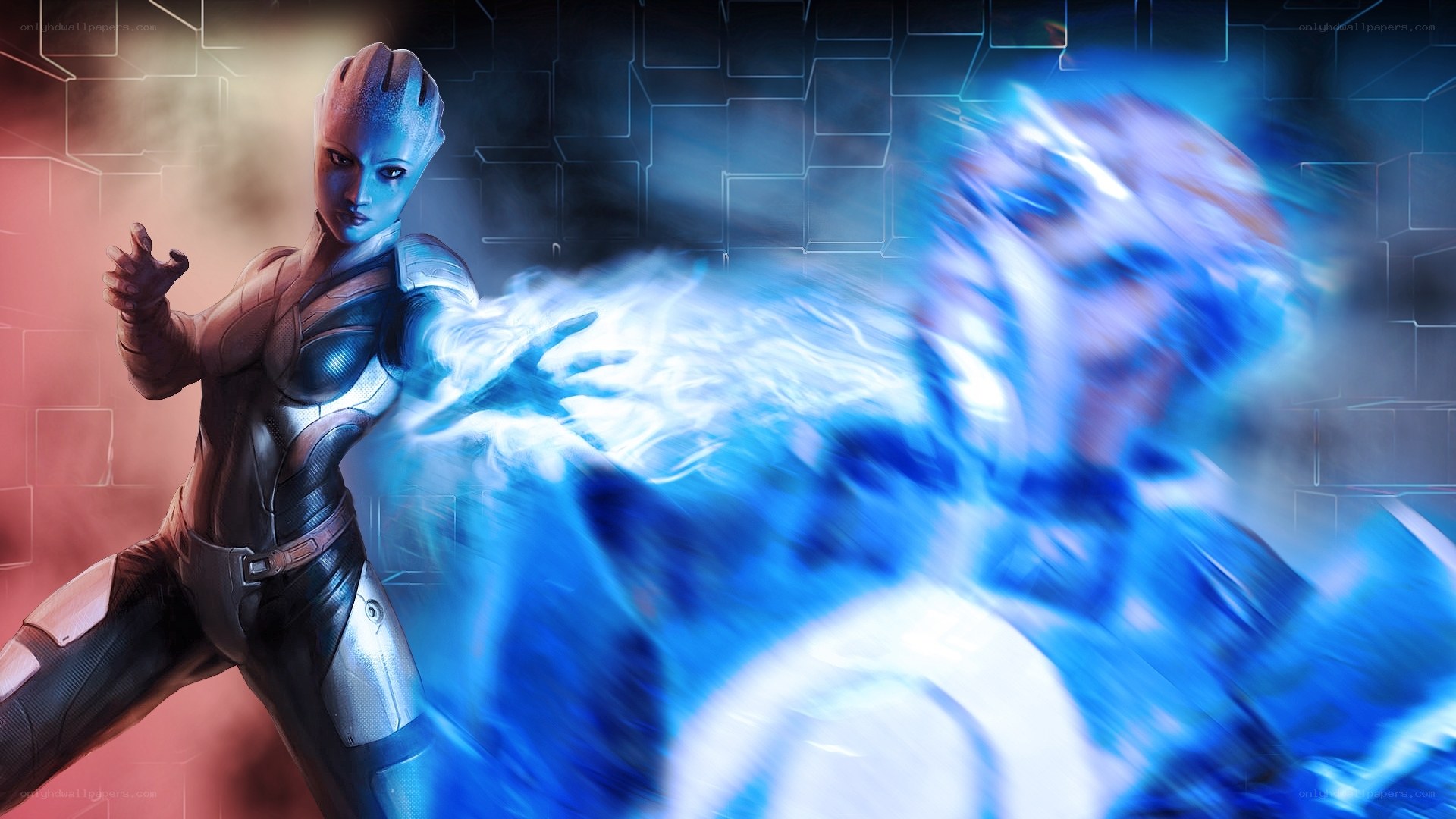 alien warrior unleashes energy blast