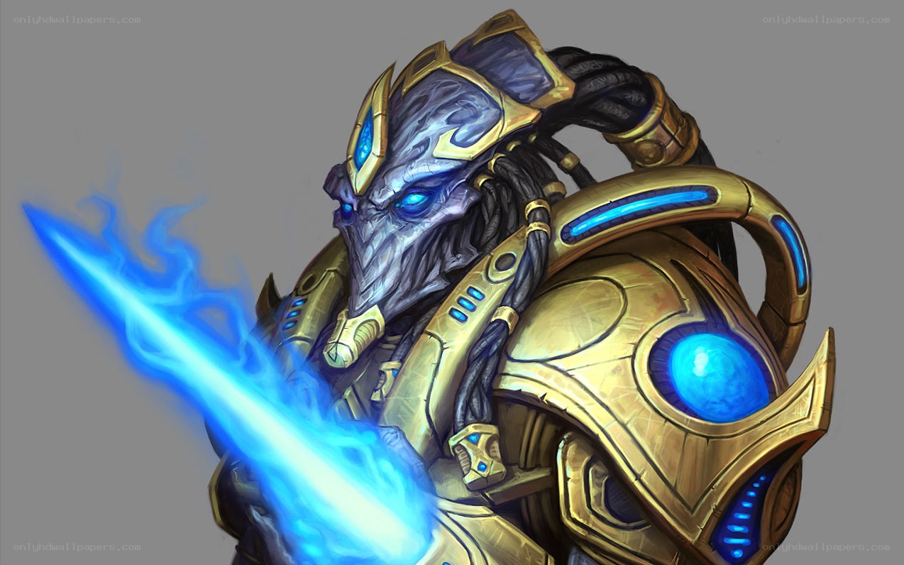 alien warrior with blue energy sword