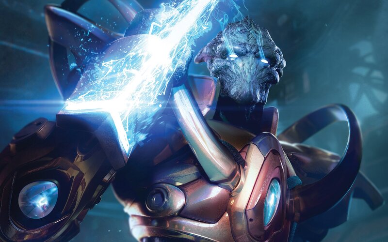 Alien Warrior with Energy Blade — Blue