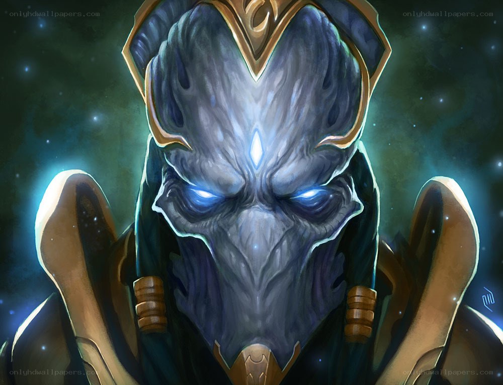 alien warrior with glowing eyes