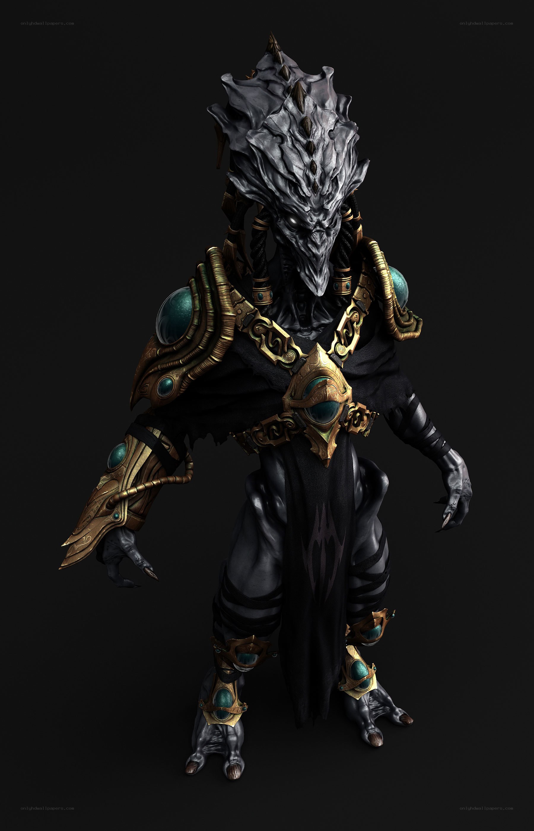 alien warrior with ornate armor