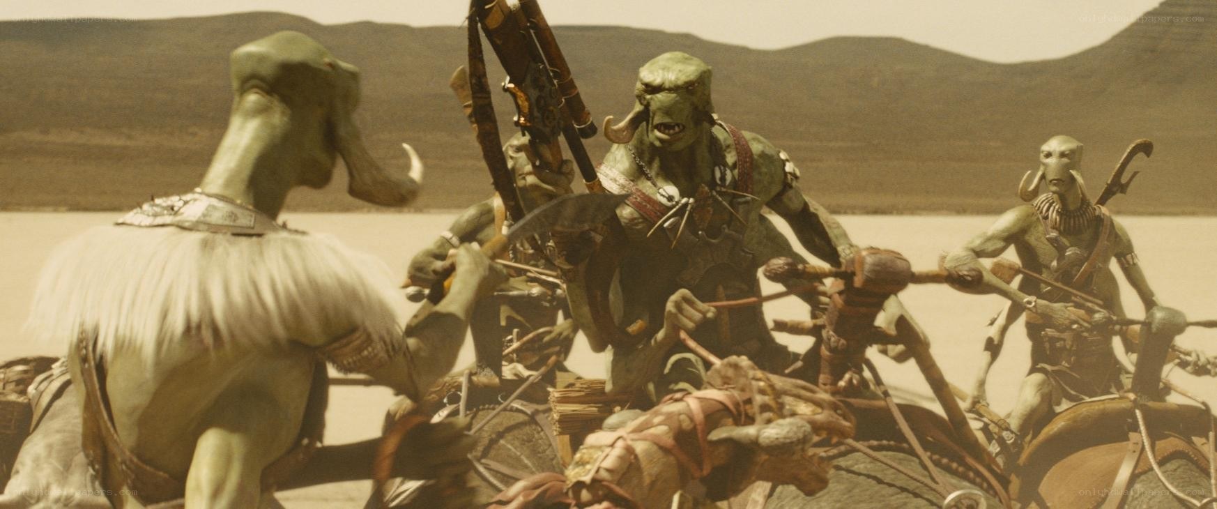 alien warriors in desert battle