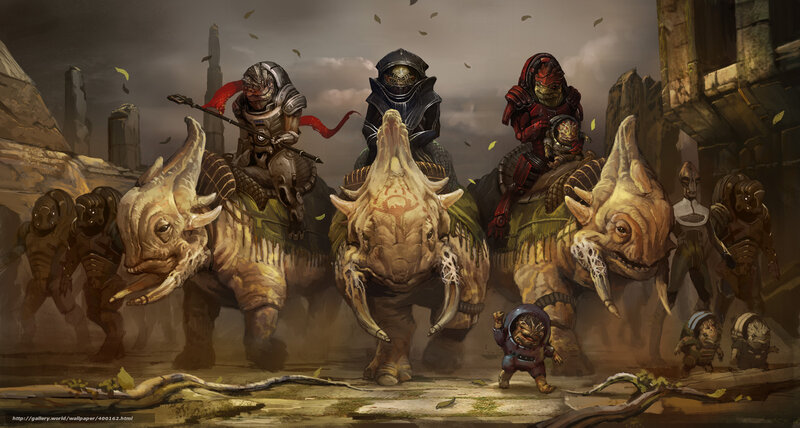 Alien warriors on war beasts