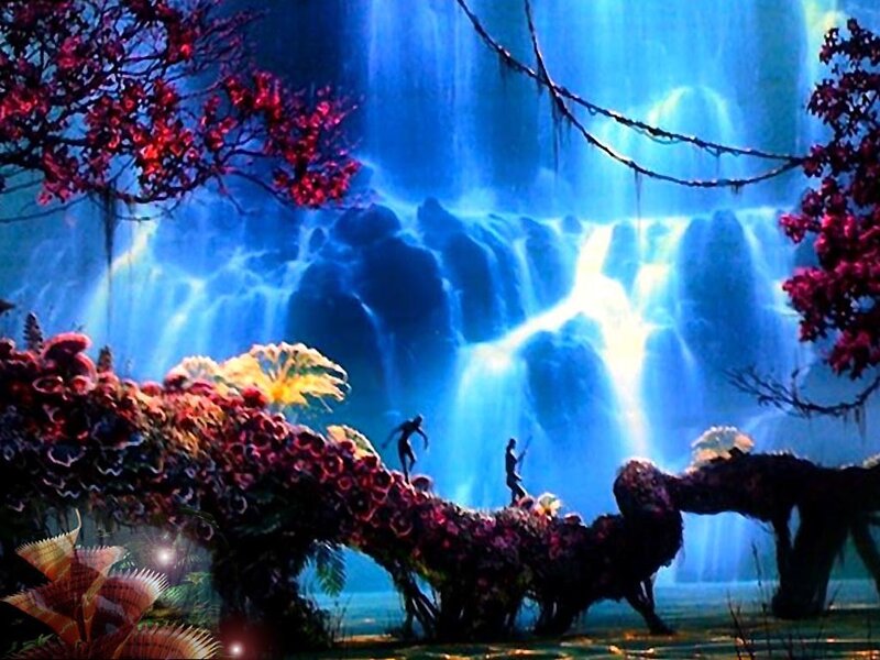 Alien waterfall landscape