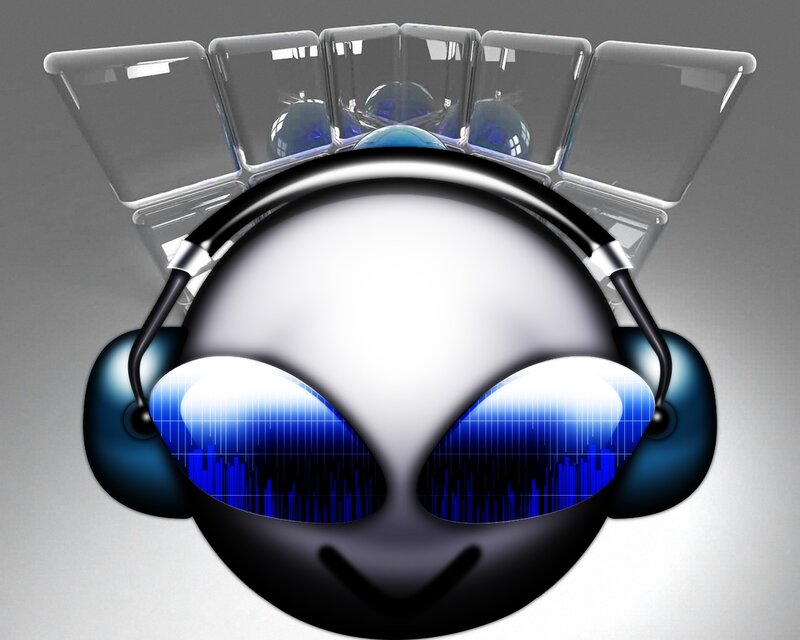 Alien Wearing Headphones — Blue